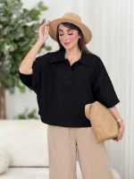 شومیز جلو بسته یقه سه دکمه کد8378 - تصویر 5