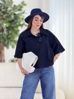 شومیز جلو بسته یقه سه دکمه کد8378 - تصویر 4