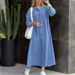 پیراهن جین یقه دو دکمه کد 7108