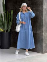 پیراهن جین یقه دو دکمه کد 7108
