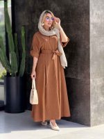 پیراهن دو جیب کمرکش کد 6605 - تصویر 16