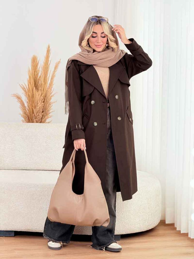 بارانی بلند چهاردکمه کد 8408