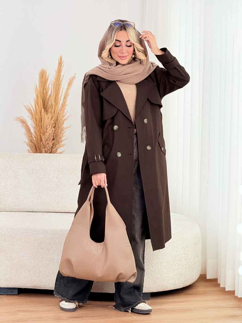 بارانی بلند چهاردکمه کد 8408