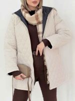 کاپشن لوزی دوزی کلاه دار کد 8528 - تصویر 9