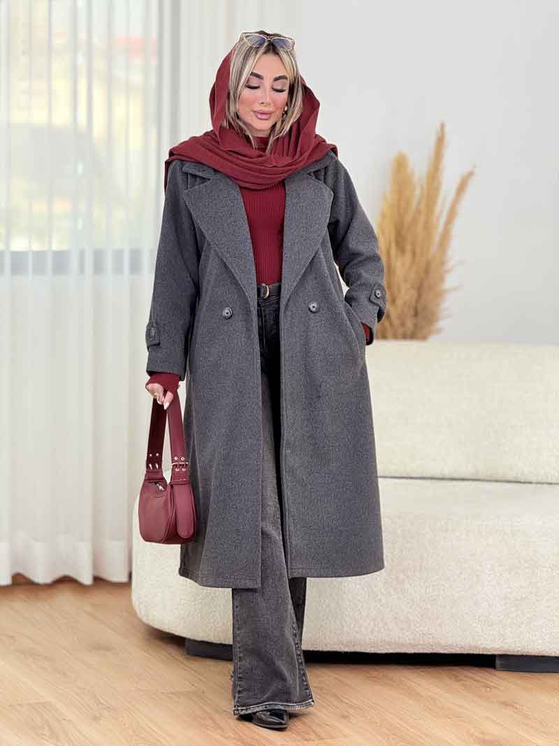 پالتو بلند دو دکمه کد 8519