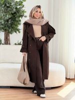 بارانی بلند شش دکمه کد 8414 - تصویر 8