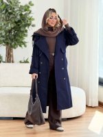 بارانی بلند شش دکمه کد 8414 - تصویر 2