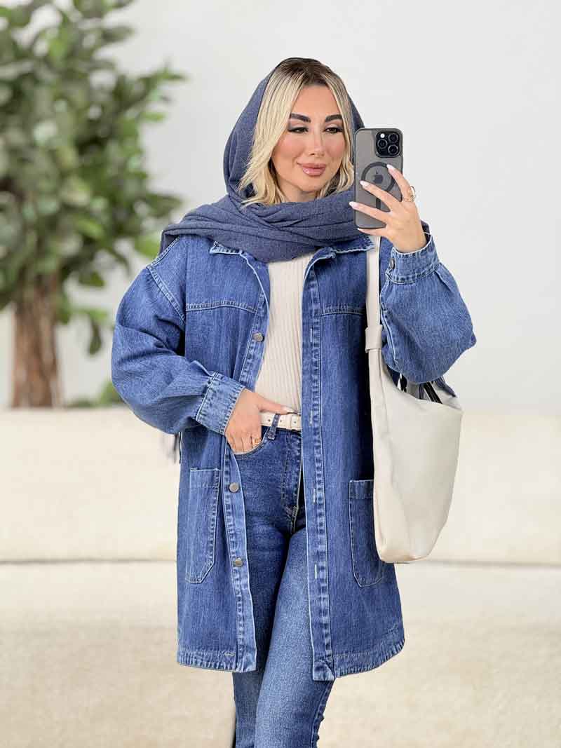مانتو جین دو جیب پایین کد 8560
