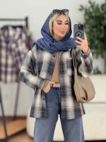 شکت چهارخونه تک جیب نیلا کد 8632 - تصویر 2