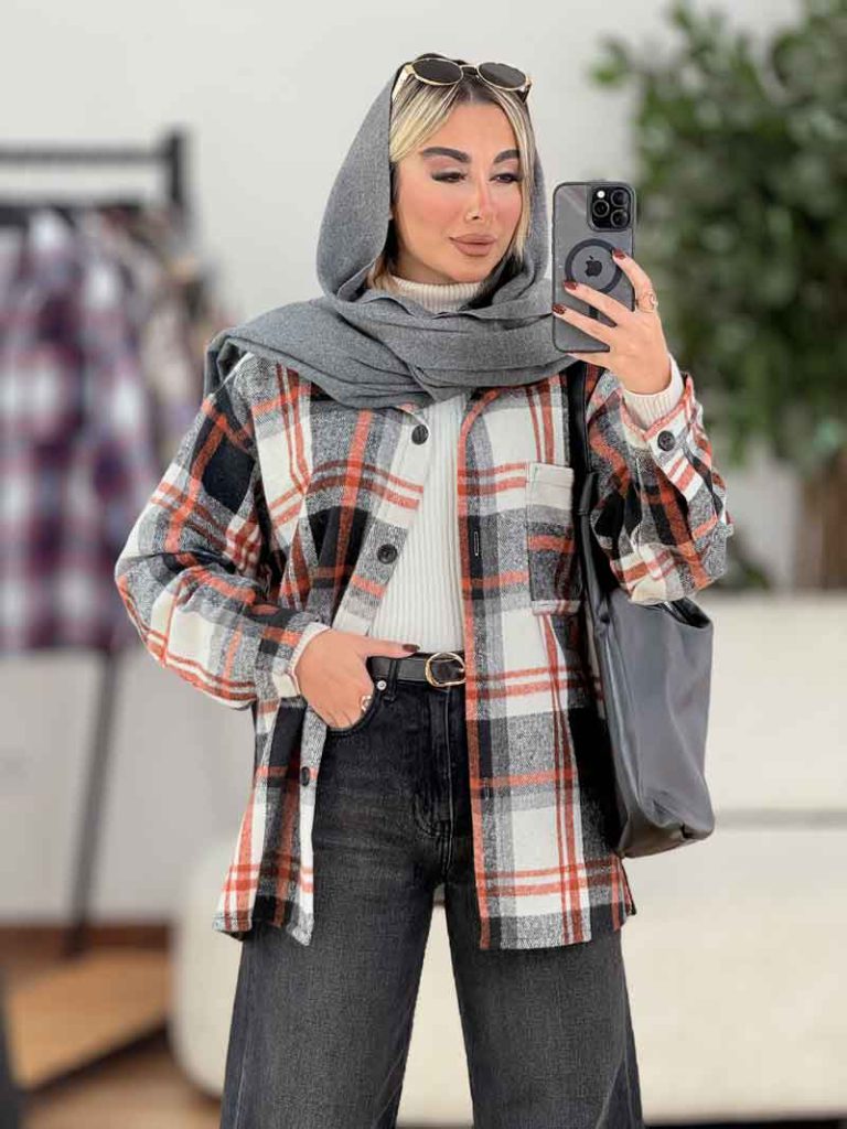 شکت چهارخونه تک جیب نیلا کد 8632