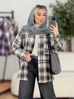شکت چهارخونه تک جیب نیلا کد 8632 - تصویر 19