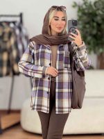 شکت چهارخونه تک جیب نیلا کد 8632 - تصویر 8