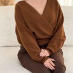 بافت پانچ یقه بند دار کد 8569