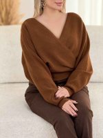بافت پانچ یقه بند دار کد 8569