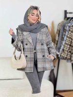 پالتو چهارخونه آرمیلا کد 8684 - تصویر 4